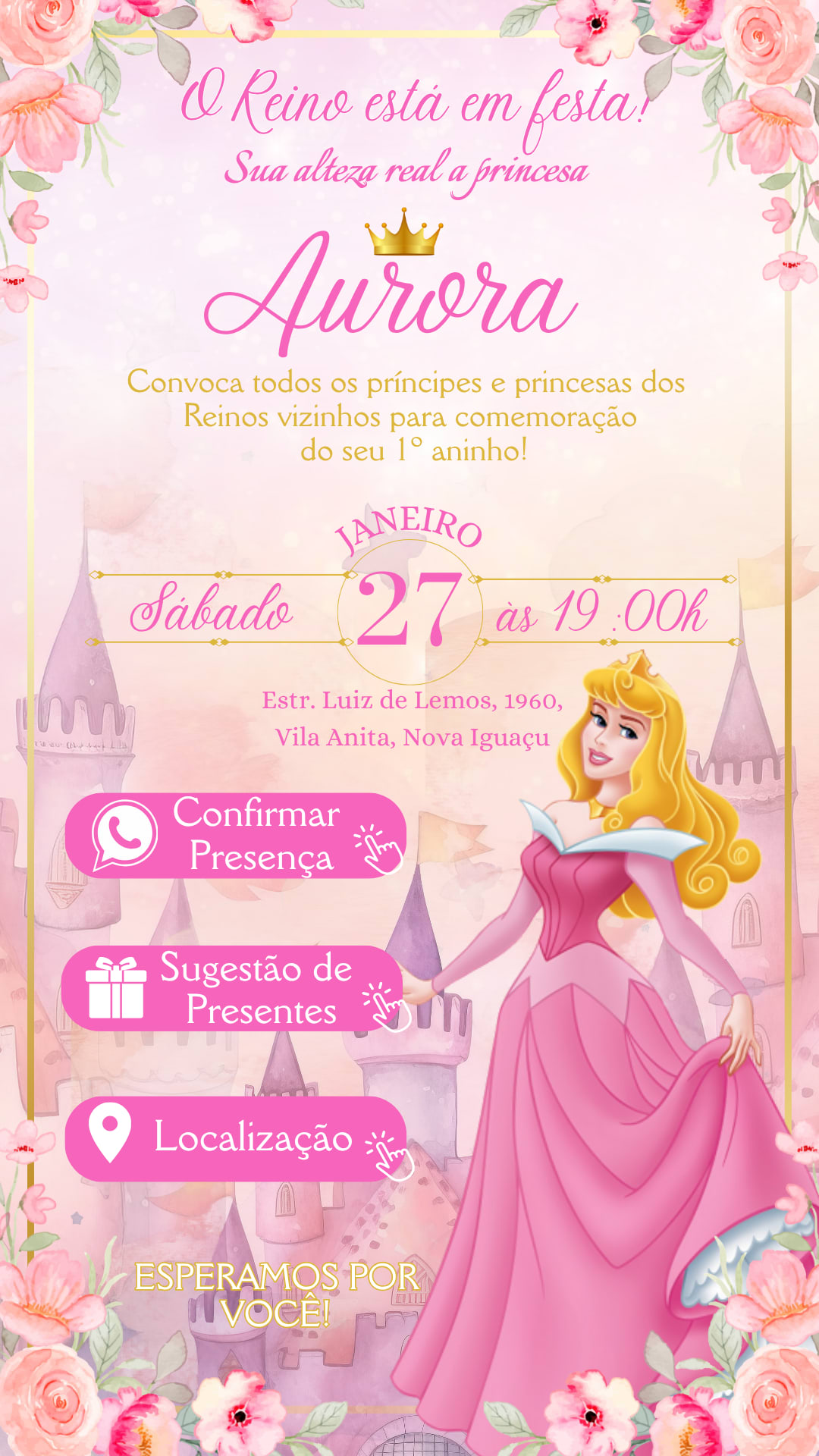 Convite Interativo - Princesa Aurora — imagem principal